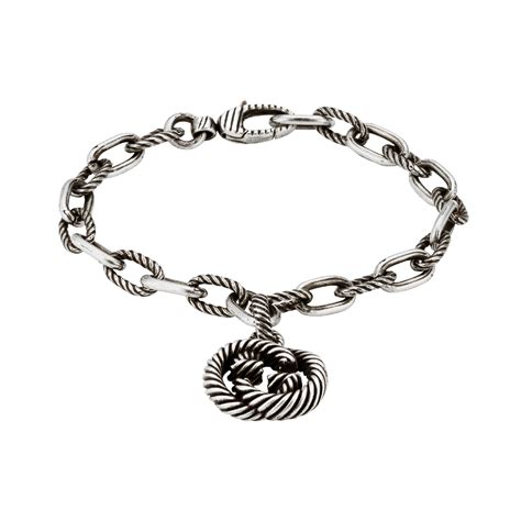 gucci silver bangle|interlocking g silver groumette bracelet.